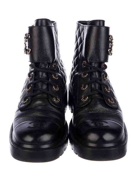 chanel silver combat boots|Chanel interlocking boots.